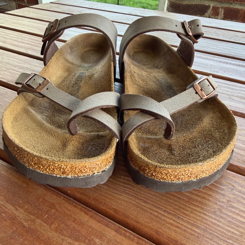 Birkenstock Mayari Stone Birko-Flor Toe Loop Sandals Mocha Brown EU39 US 8-8.5W - Picture 2 of 11